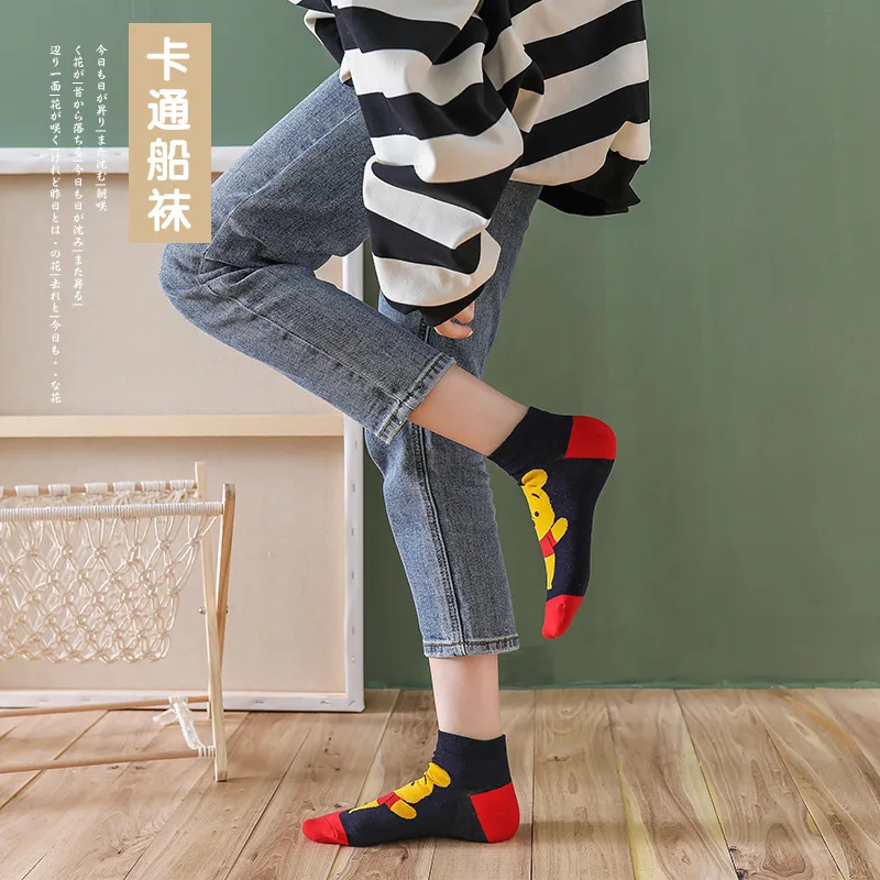 5 Pairs/Lot Casual women socks Korea cartoon animal mouse duck bear socks Cotton girl funny ankle socks size 35-41 dropshipping