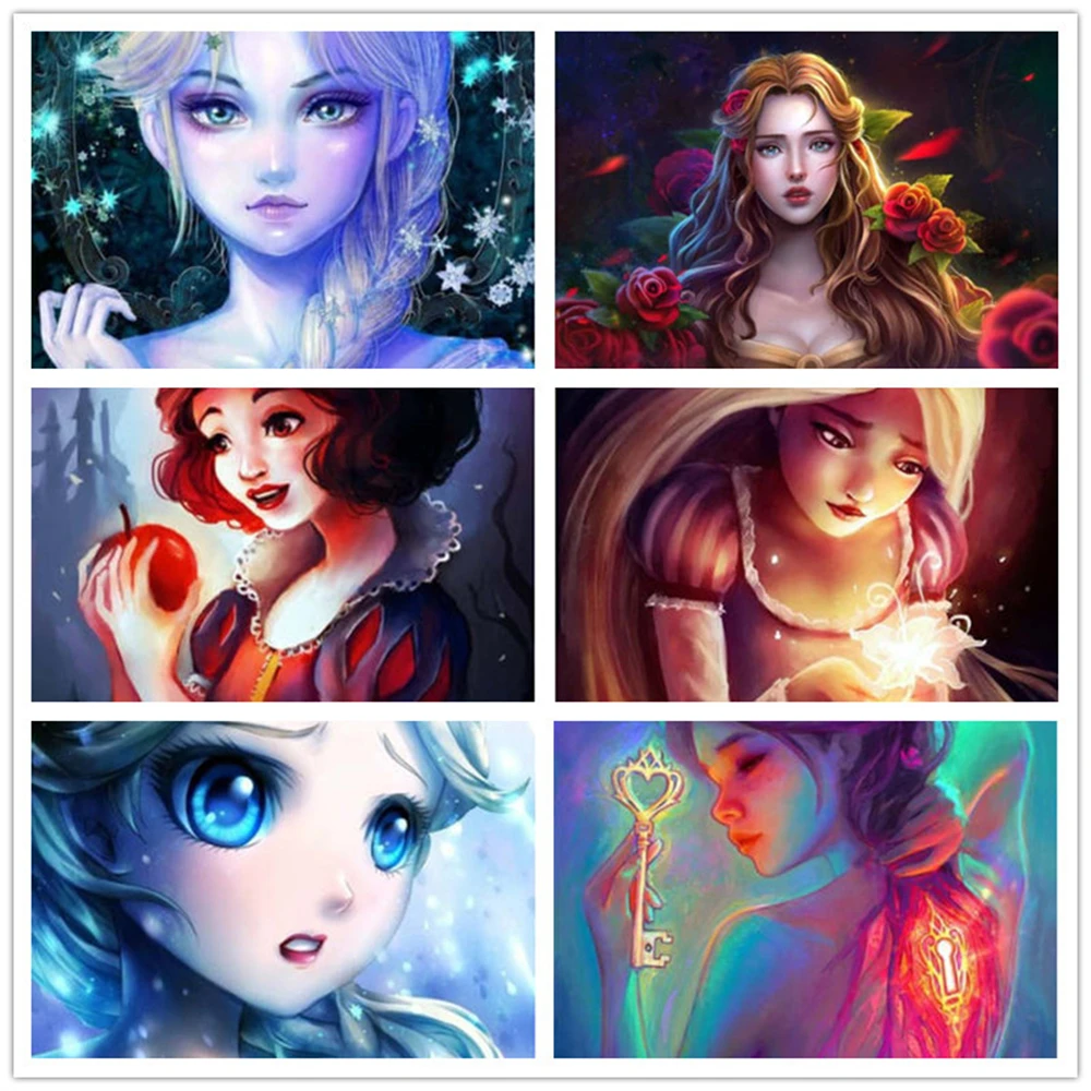

5d Diy Disney платье принцессы с героями мультфильмов для девочек, костюм, состоящий из круглый бриллиант Алмазная мозаика картина вышивка полны...