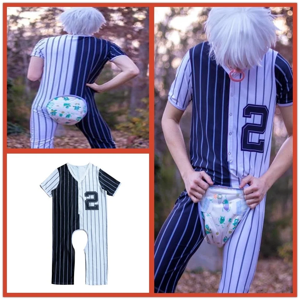 Abdl Пижама для мальчиков ABDL Onesie набор черно белая цифровая печать сексуальная