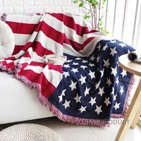 knitted sofa throw blanket with tassels 130x180cm cotton usa uk flag home decorative floor carpet bed quilt table cover