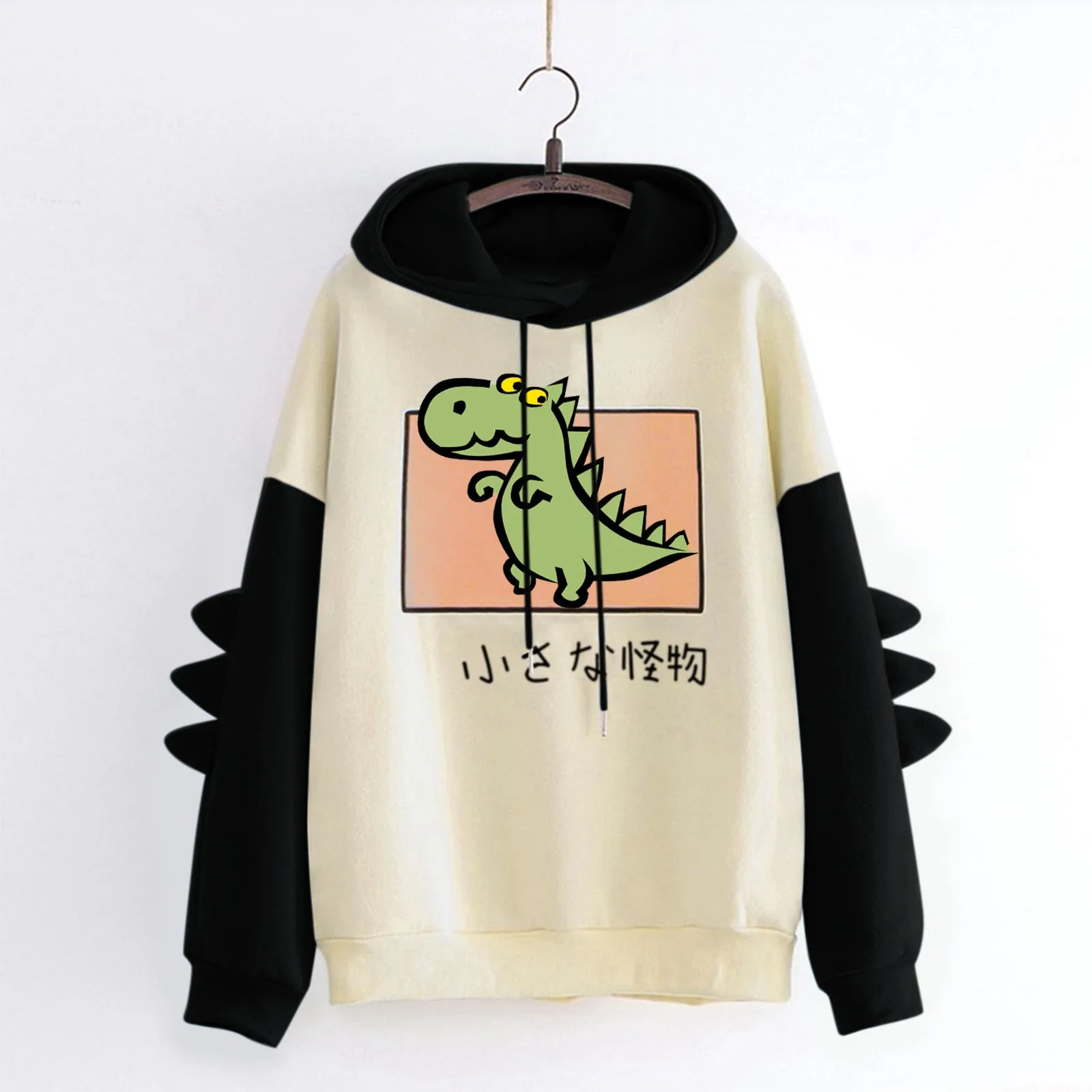 Dinosaur Oversized Cartoon Hoodie Women Fashion Sweatshirt Casual Print Korean Style Thicken Sweatshirt Streetwear Women Hoodies
