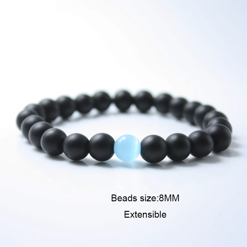 Пара расстояние браслет классический натуральный камень черный и синий Инь Ян