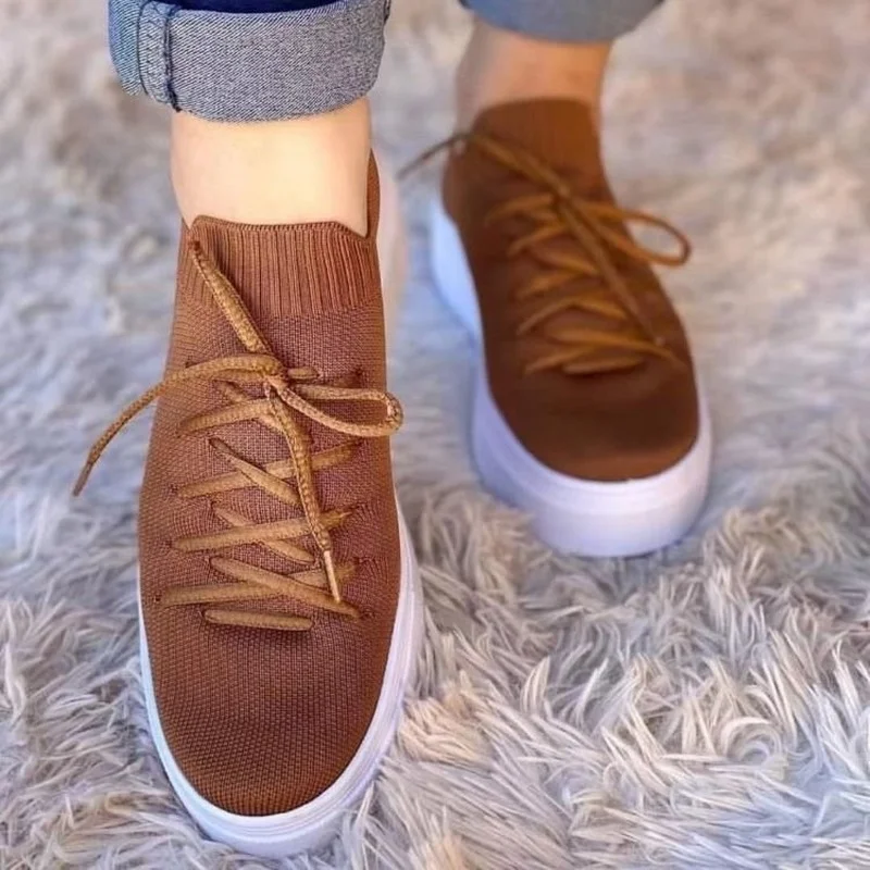 

Women's Shoes Flat Shoes Fashion Casual Ladies Lace-up Mesh Breathable Women's Sneakers Canvas Lace-up Vulcanized Shoes