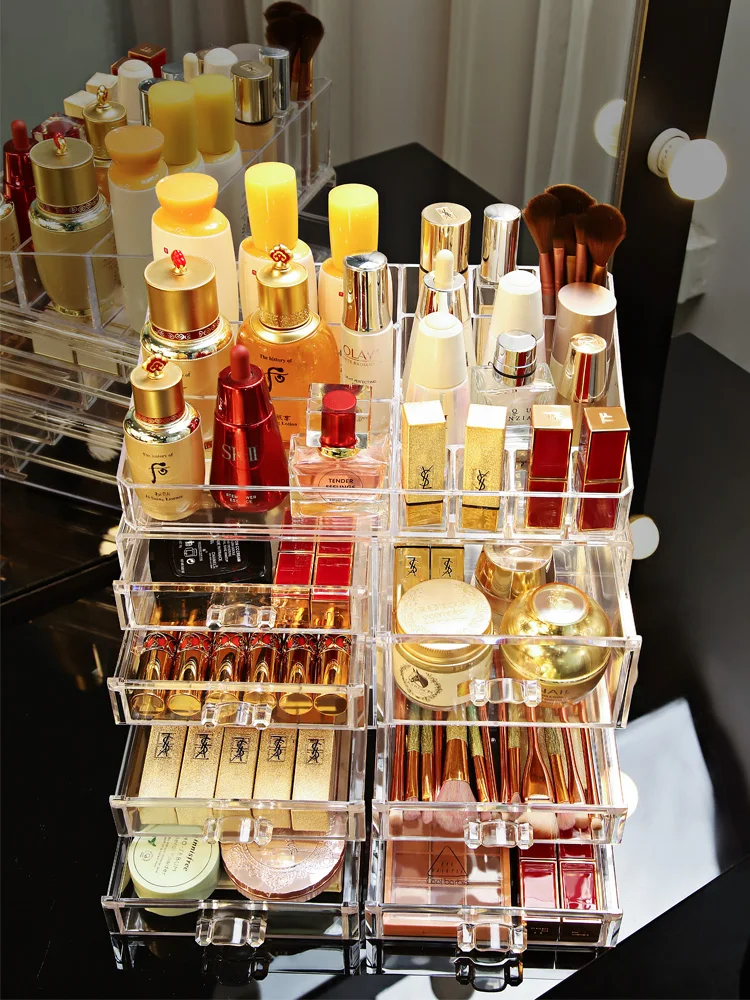

Large Capacity Makeup Organizer Cosmetic Storage Box Transparent Acrylic Box Desktop Jewelry Bathroom Multifunctional Organizer