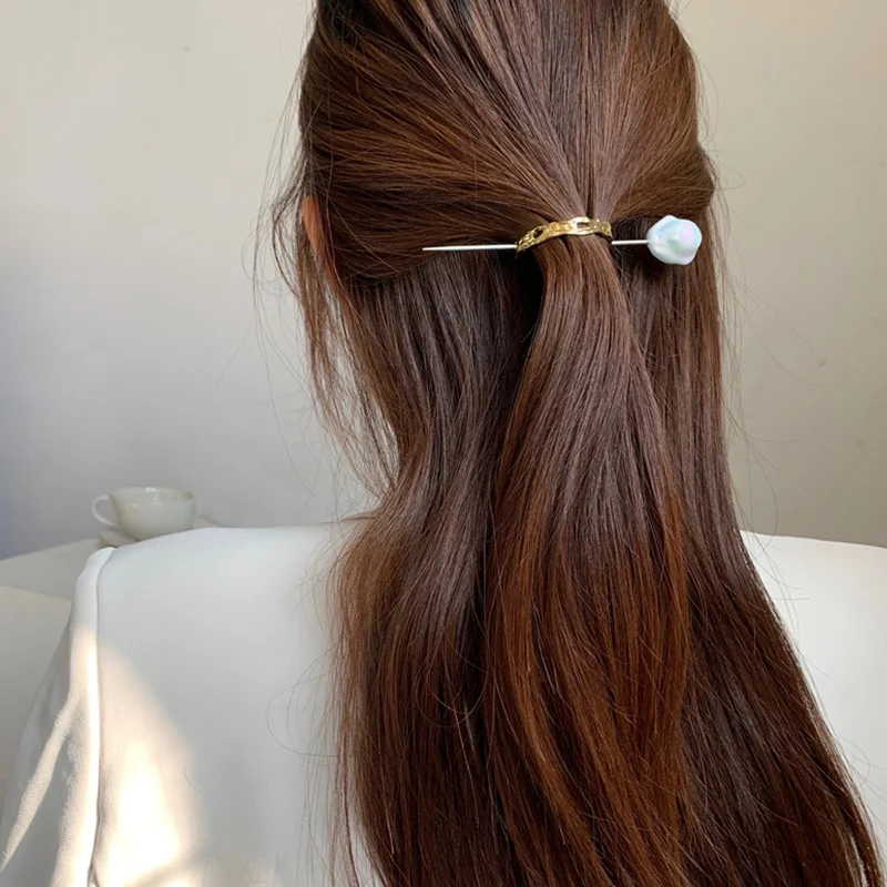 

2021 New Korean Arc Pearl Metal Geometric Hair Sticks Hair Clips Barrettes For Women Fashion Hair Accessories Barrettes