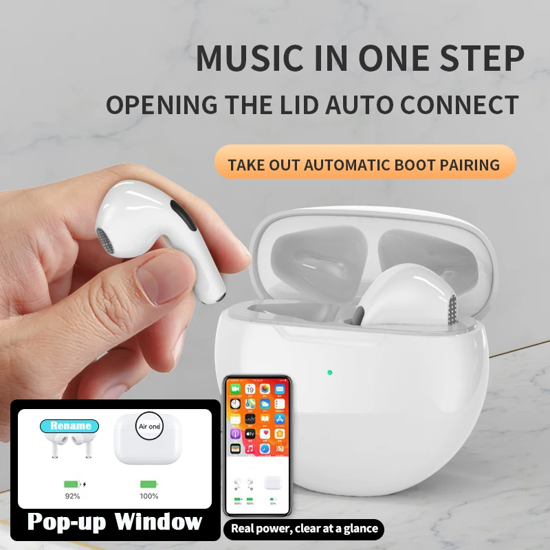 tws wireless headphones bluetooth earphone earbuds bass headset air pro 6 sport earpiece with mic for apple iphone xiaomi huawei free global shipping
