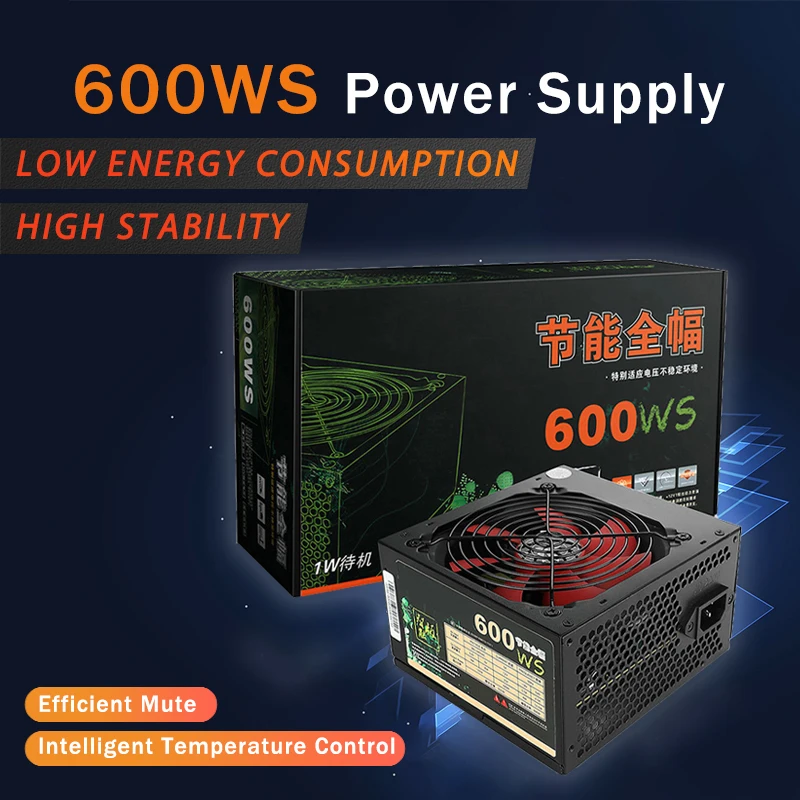 

600w MAX PFC Pc Power Supply 120mm Cooling Fan 24pin 12V ATX Desktop Computer 500W 8PIN 2x6PIN Graphics Card For Intel AMD