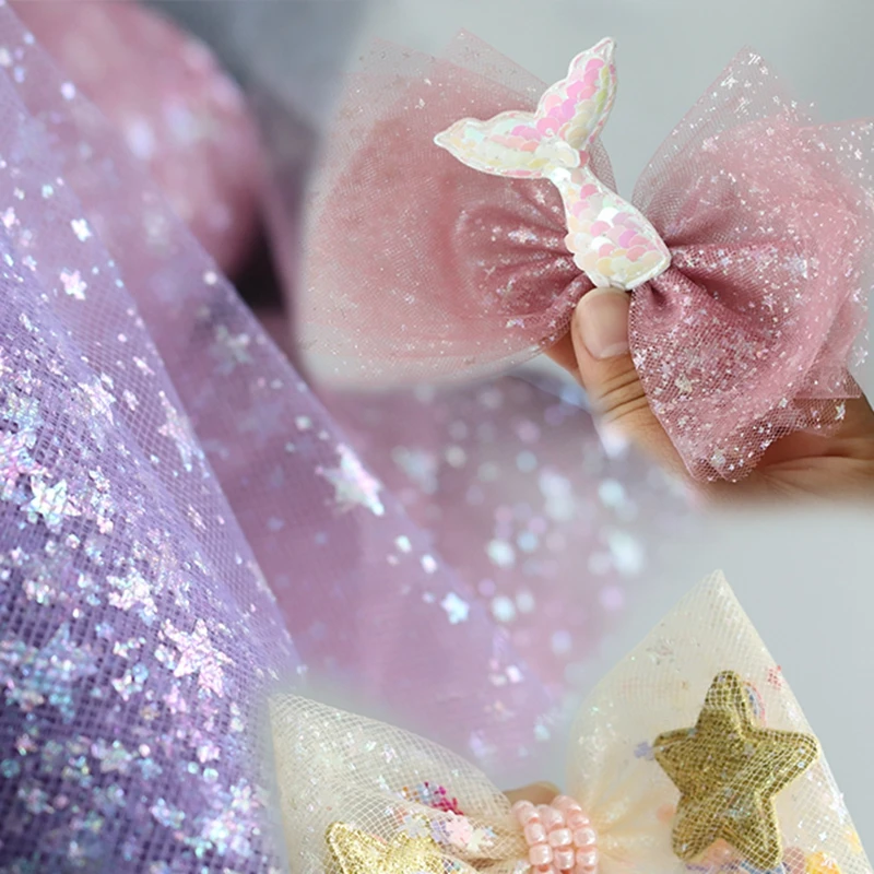 

10yards/roll 15cm Width Shiny Star Mesh Ribbon For Diy Hair Accessories Wedding Deco