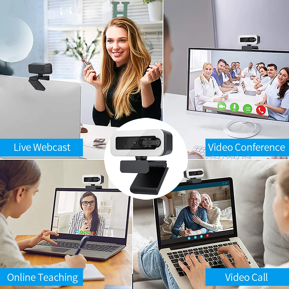 

4K Auto Focus USB Webcam Driver-free Web Camera with Noise Reduction Microphone Privacy Cover for Video Chat Online Conference