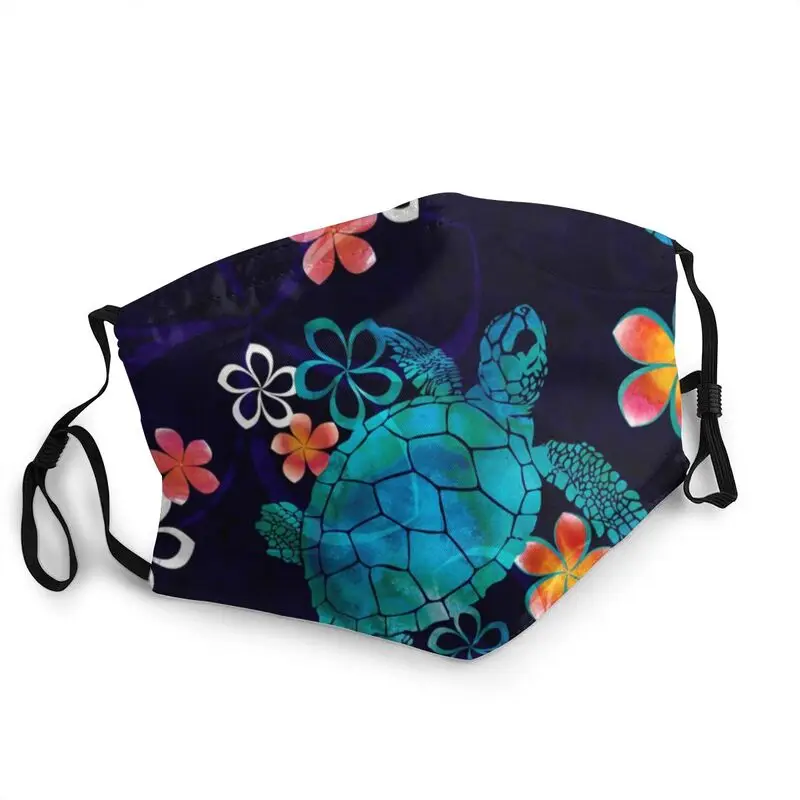 

Sea Turtle With Flowers Mask Men Women Anti Haze Dust Ocean Animal Mask Protection Cover Respirator Breathable Mouth Muffle
