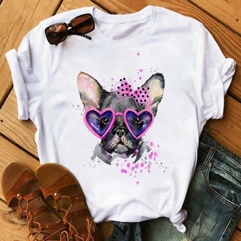 

New Fashion Women T Shirt Cartoon Dogs Print Friends T Shirt Female Harajuku Short Sleeves Tops Tee 90s Ladies Tee Shirts