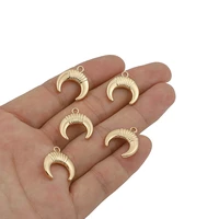 10pcs 1617 9mm golden moon charms for diy bracelet earring necklace pendants alloy jewelry making finding