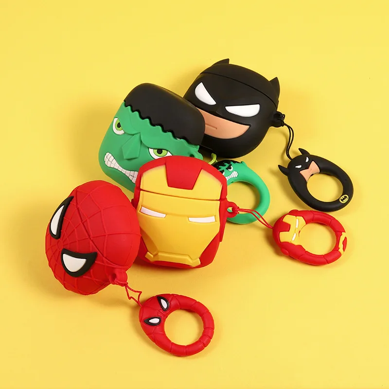 Силиконовый чехол с bluetooth-наушниками Marvel для Apple AirPods, ультратонкий милый защитный чехол для AirPods, чехол для зарядного устройства