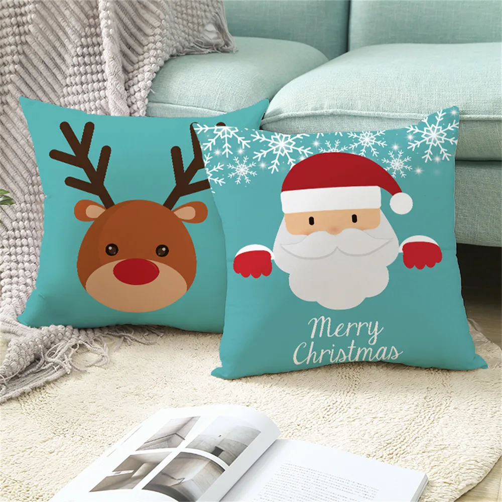 

Custom Santa Claus Pillowcases Pillow Cover Decor for Sofa Bed Room Cushion Case 45X45CM(One Side)21--TRP-79