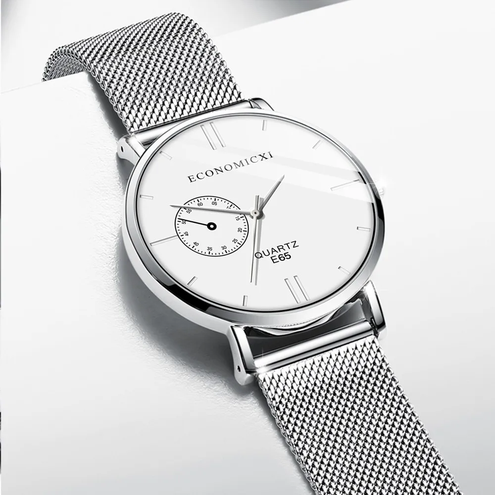 

Quartz Watch Small Numerals Scale Dial Stainless Steel Mesh Strap Watch for Men Casual Clock Wristwatch Reloj Hombre Drop Ship