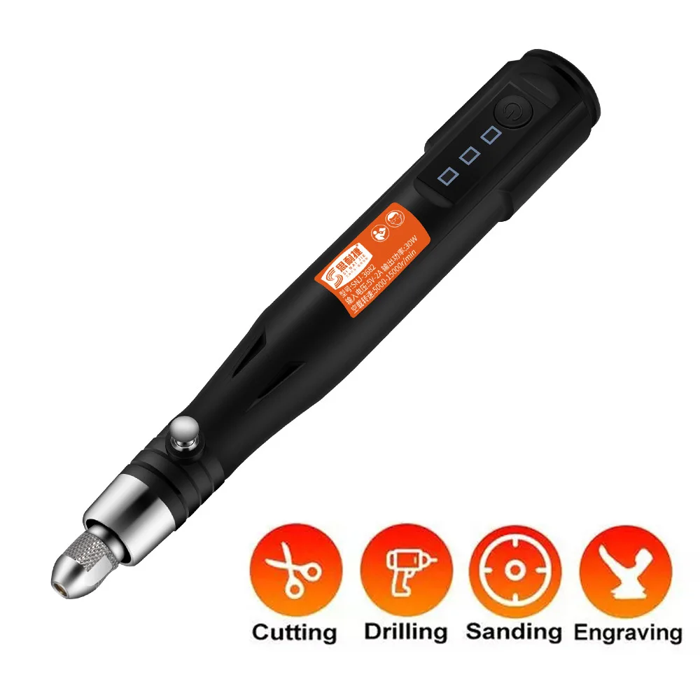 

SINAIJIE 15000 Rpm USB Adjustable 3 Velocities Electric Grinder Mini Drill Rotary Tools Grinding Machine Engraving Pen Tools