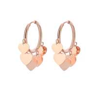 new stainless steel heart star queen music notes hoop earrings for women rose gold simple dangle earring fashion girls jewelry