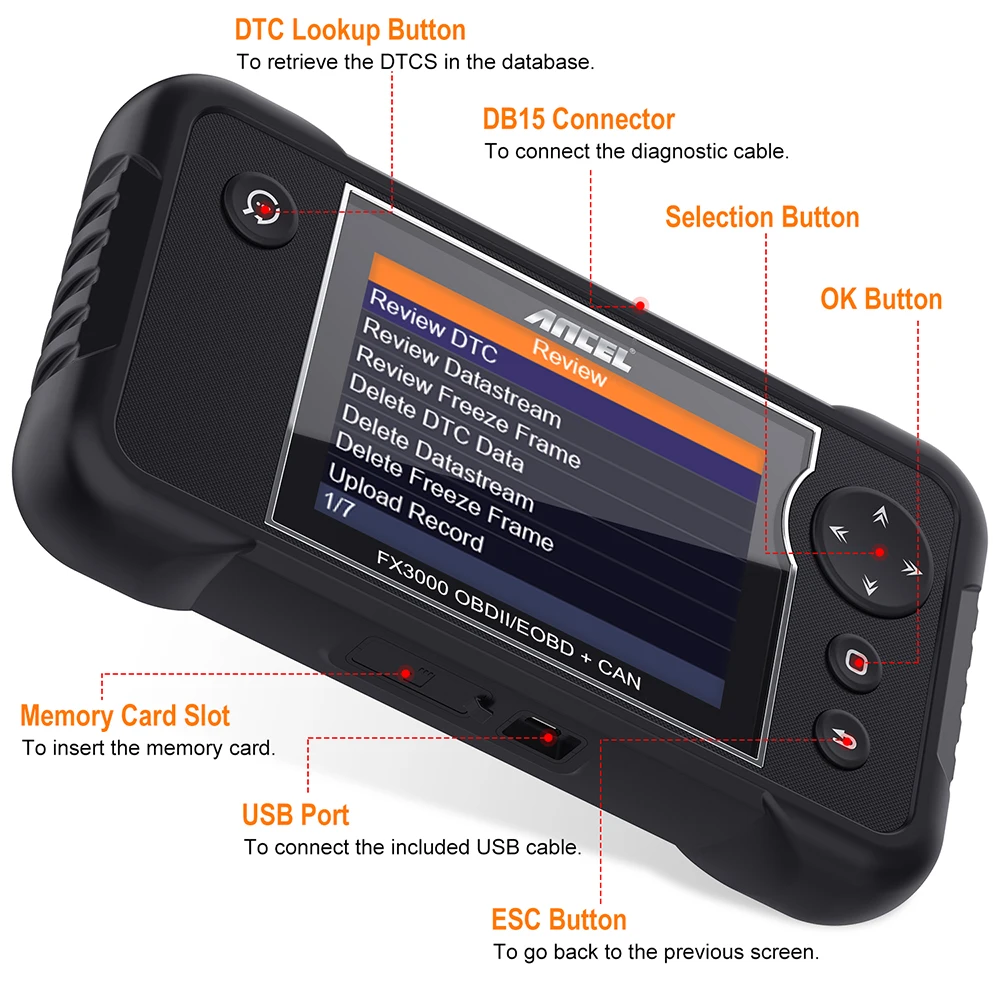 OBD2 автомобильный сканер Подушка безопасности ABS на SAS BMS сброс масла OBD2 автомобильный диагностический инструмент ANCEL FX3000 OBDII сканер обновление бесплатно