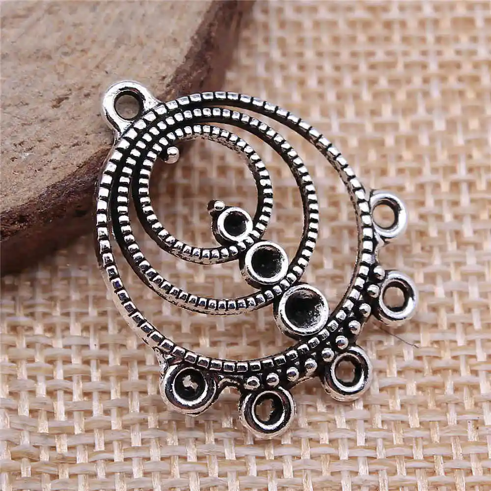 

Handmade Pendants For Jewelry Accessories 8pcs Porous Earring Connector 23x29mm Antique Silver Plated