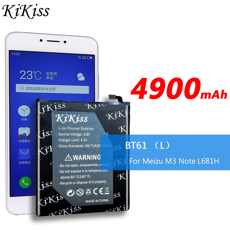 

KiKiss Mobile Battery BT61 For Meizu Meizy M3 Note L681 L681H M681 M681H Cell Phone Replace Batteries