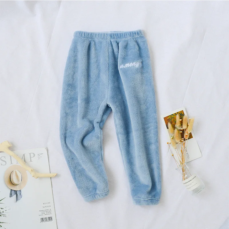 Зимние теплые вельветовые штаны для мальчиков и девочек повседневные однотонные