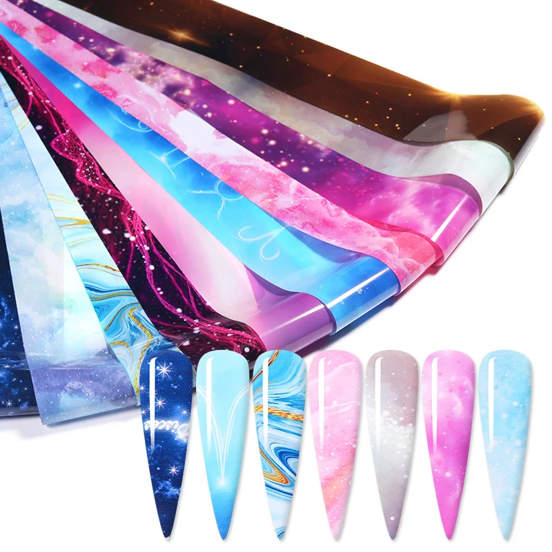 1 шт. красочные наклейки из фольги для ногтей градиентные серии переводные