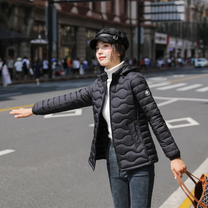 Женский пуховик с хлопковой подкладкой однотонная модная верхняя одежда
