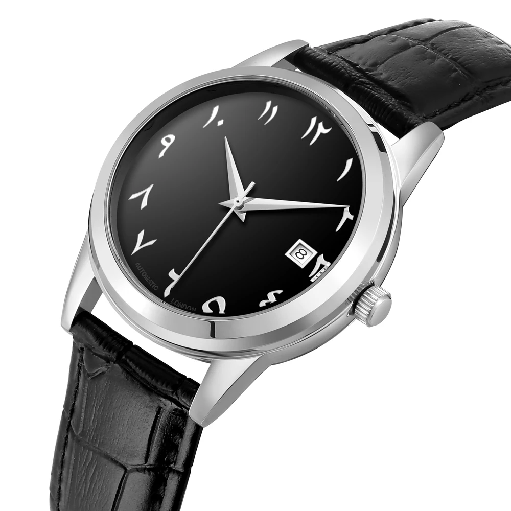 Автоматические арабские часы Роскошные наручные с арабскими цифрами