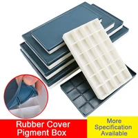 243648 grid rubber soft cover pigment box portable leak proof color paint box plastic palette for gouache acrylic watercolor
