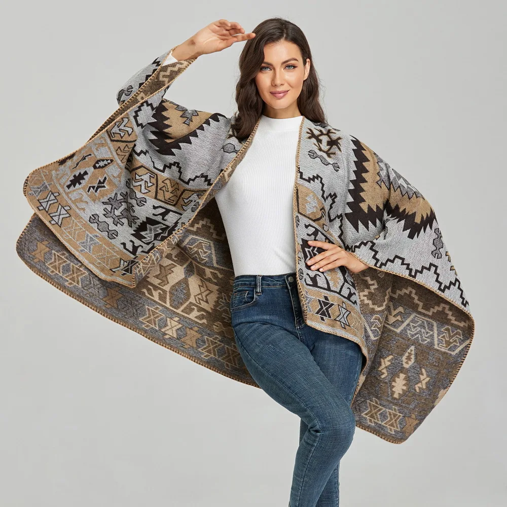

Cloak Vintage Jacquard Shawl Femme Autumn Winter Mujer Bufanda Thicken Warm Scarf Blanket Cashmere Blend Cachecol Feminino