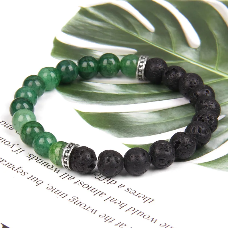 

Multicolor Cracked Vein Agated Bracelet Lava Yoga Round Beaded Bracelets For Women Men Essential Oil Diffuser Meditation Jewelry