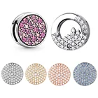 Серебряные очаровательные ювелирные изделия, оригинальные сверкающие ювелирные изделия из розового кубического циркония, подходят к оригинальному браслету для отражения, подарок для женщин