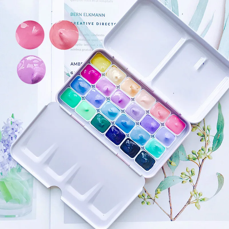 

24 Colors Candy Color Watercolor Acuarelas Pigment Packing Aquarelle Wasserfarbe Mini Aguarela Acuarela Art Supplies Handmade