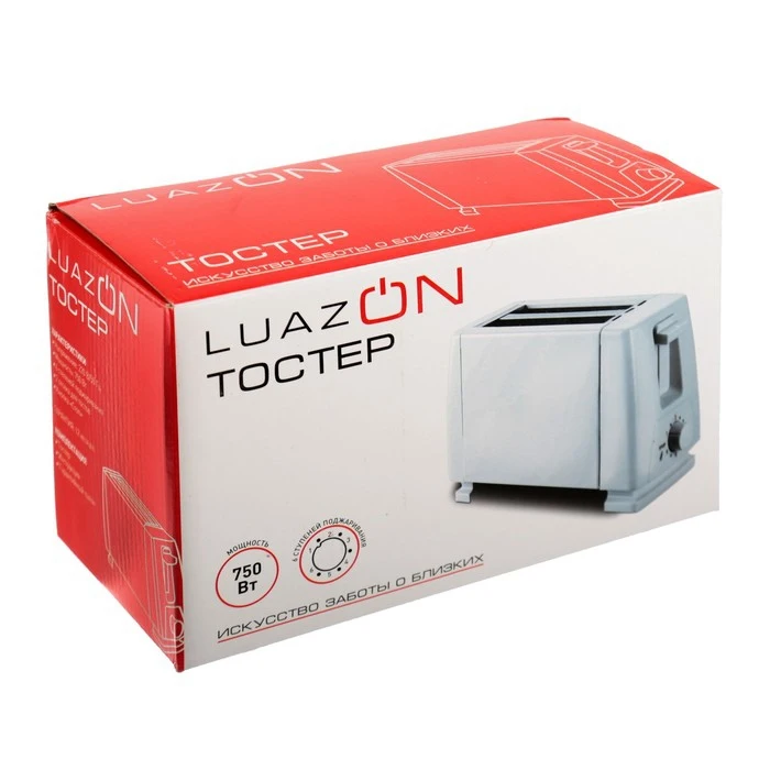 Тостер LuazON LT-03 750 Вт 6 режимов прожарки 2 слота белый 2691405 | Бытовая техника