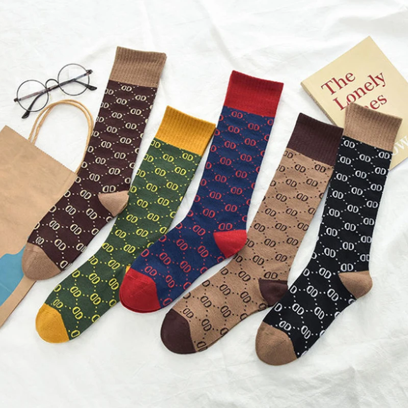 

women general new spring and summer fashion breathable multicolor letters cotton socks