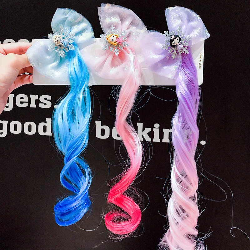 

Cute princess style gradient color wig children braided hair cartoon hairpin little girl hairpin clip hair accessories