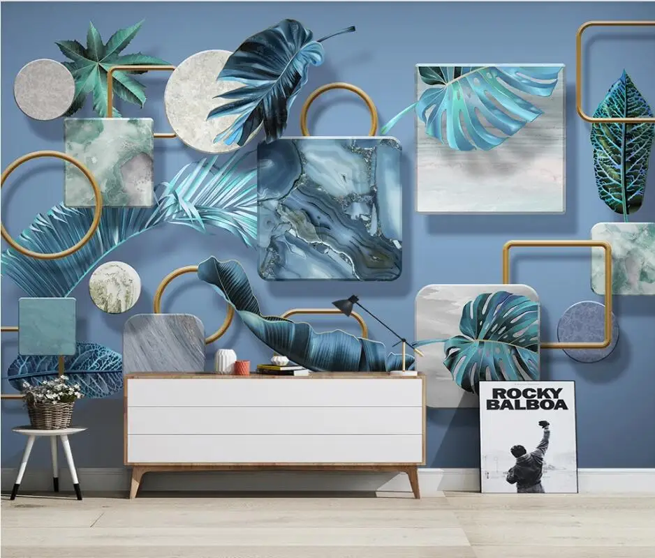 

AINYOOUSEM Tropical plant leaves 3D stereo TV background wall papier peint papel de parede wallpaper 3d wallpaper stickers