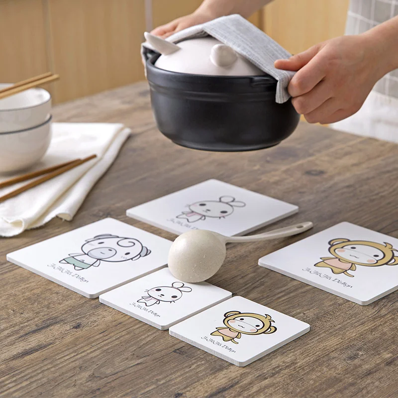 Квадратные деревянные столовые приборы нескользящая чашка подставка для посуды