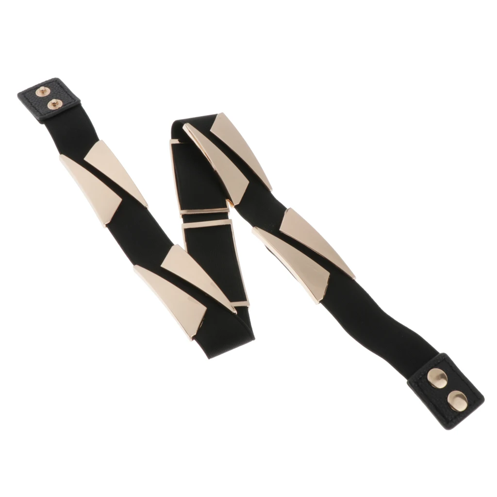

Women's Waist Belt Waistband Metal Decors Elastic Snap Button Belt for Dress
