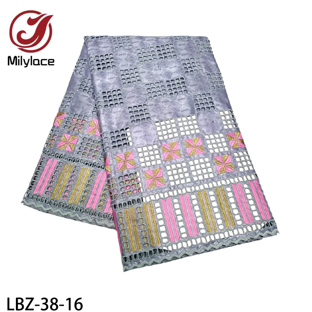 

Африканская кружевная ткань Milylace Bazin, вышитая Ароматизированная ткань, хлопчатобумажная Сухая ткань для шитья платья, 5 ярдов