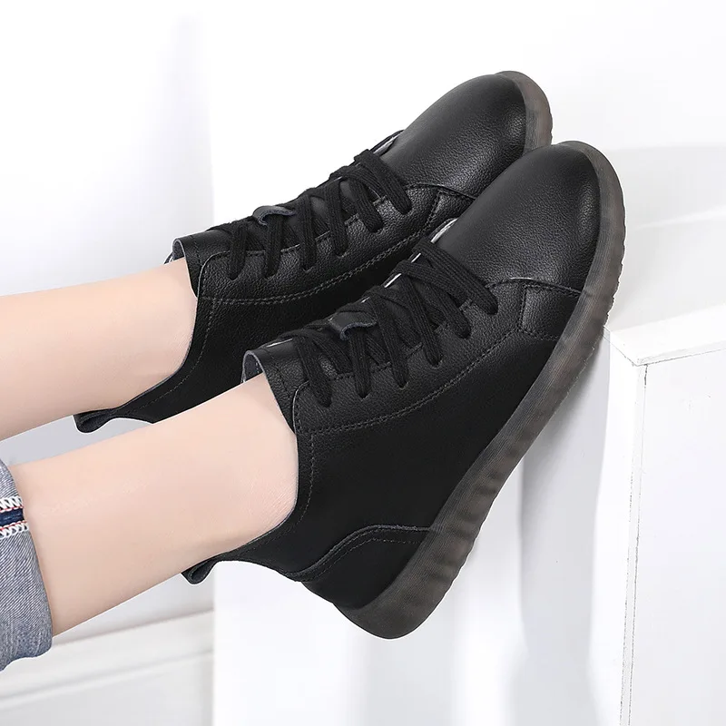 Кроссовки женские из натуральной кожи спортивная обувь на плоской подошве