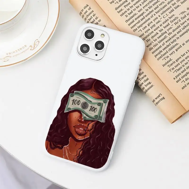 

MAKE MONEY Friends Kash Afro Black Girl s Phone Case Candy Color for iPhone 11 12 mini pro XS MAX 8 7 6 6S Plus X SE 2020 XR