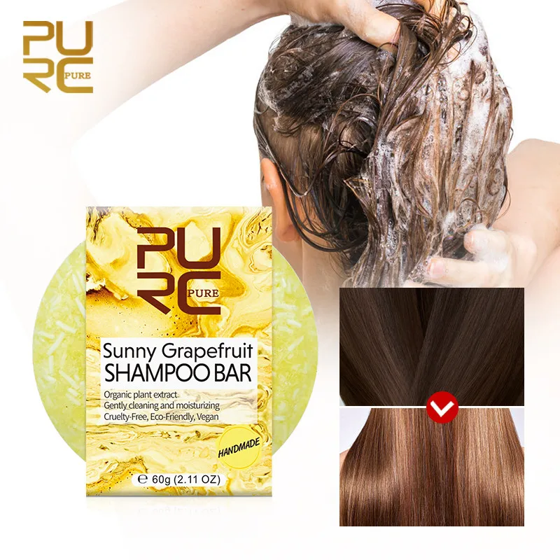 

PURC Sunny Grapefruit Shampoo Bar Gentle Cleaning And Moisturizing Organic Plant Extract Hair Shampoo Soap 60ml