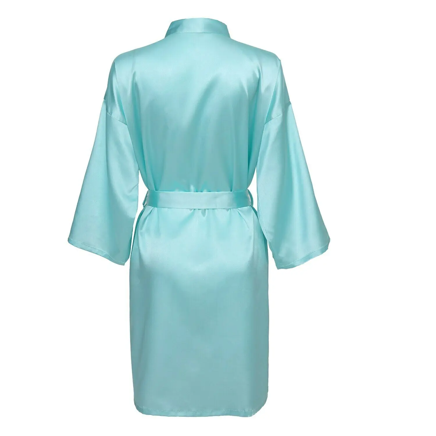 aqua blue Шёлковый банный халат, Короткая атласная одежда, женская одежда для сна, халат для невесты, подружек невесты, халаты размера плюс, Популярные - Цвет: aqua blue