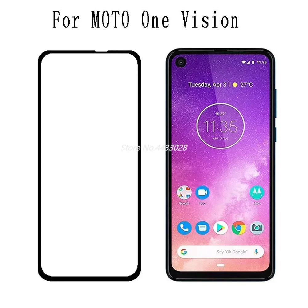 

5D Full Glue Cover Black Tempered Glass For Motorola Moto One Vision Screen Protector For Moto One Vision Protective Film Glass