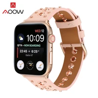 genuine leather strap for apple watch iwatch 6 5 4 3 2 se 38mm 42mm 40mm 44mm men women rivets replace bracelet band rose gold