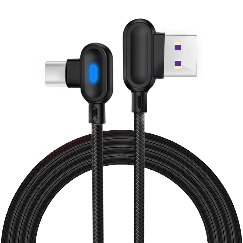 Black 0,25 м usb type C кабель 90 градусов USB A к type C быстрое зарядное устройство для samsung USB C кабель для передачи данных для Xiaomi huawei зарядный шнур провода - Цвет: Black