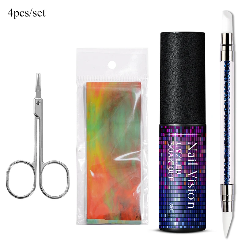 Nail Vision Фольга для ногтей Клей переводной гель-клей Звездный бумажный принт фольга s обертывания Переводные картинки Набор лаков УФ Гель-лак для ногтей лак - Цвет: ZH07006