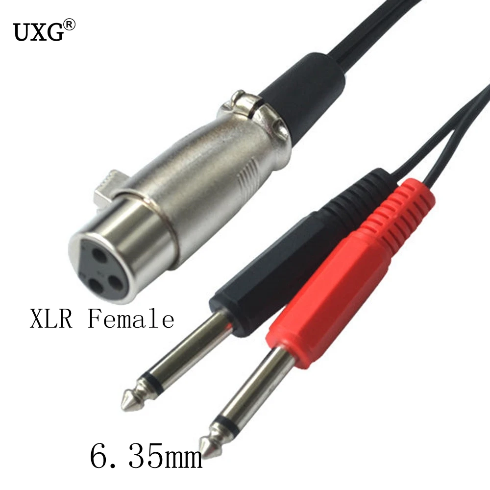 

3Pin XLR Female to Dual 1/4" 6.35mm Mono Male Plug TRS Audio Y Cable Cord 0.3m/1.5m/3m