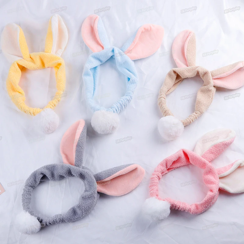 

Lovely Bunny Plush Pompon Ball Headband Women Lady Girls Wash Face Hairband Hair Accessory Facial Spa Headwear Christmas